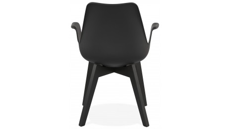 Fauteuil moderne Noir pieds noir - LEONI