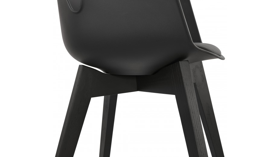 Fauteuil moderne Noir pieds noir - LEONI