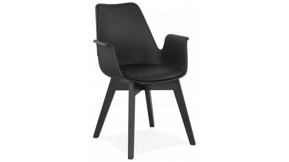 Fauteuil moderne Noir pieds noir - LEONI Fauteuil moderne Noir pieds noir - LEONI