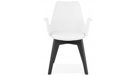 Fauteuil moderne Blanc pieds noir - LEONI