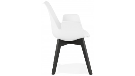 Fauteuil moderne Blanc pieds noir - LEONI