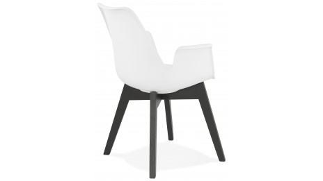 Fauteuil moderne Blanc pieds noir - LEONI