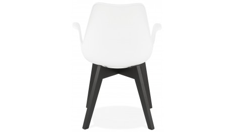 Fauteuil moderne Blanc pieds noir - LEONI