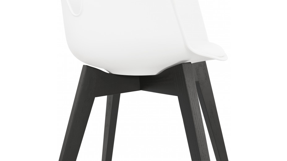 Fauteuil moderne Blanc pieds noir - LEONI