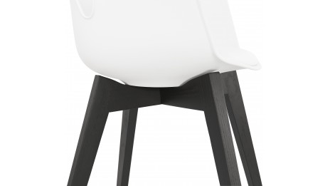 Fauteuil moderne Blanc pieds noir - LEONI