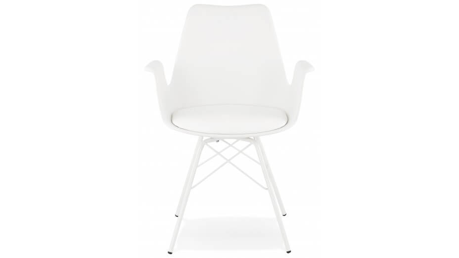 Fauteuil moderne Blanc pieds métal blanc - LEONA