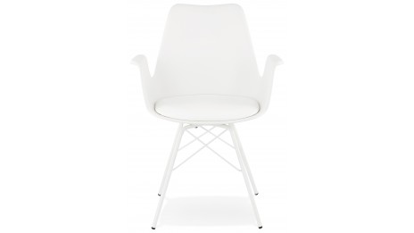 Fauteuil moderne Blanc pieds métal blanc - LEONA