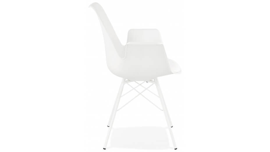 Fauteuil moderne Blanc pieds métal blanc - LEONA