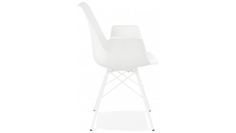 Fauteuil moderne Blanc pieds métal blanc - LEONA