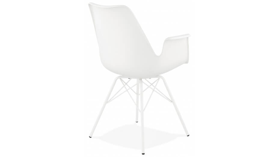Fauteuil moderne Blanc pieds métal blanc - LEONA