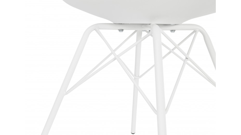 Fauteuil moderne Blanc pieds métal blanc - LEONA