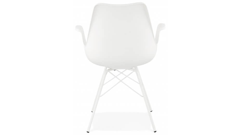 Fauteuil moderne Blanc pieds métal blanc - LEONA