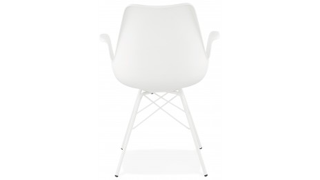 Fauteuil moderne Blanc pieds métal blanc - LEONA