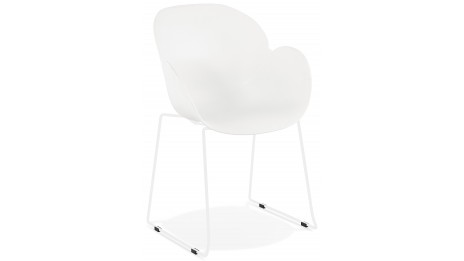 Fauteuil scandinave blanc pied métal blanc - TULIPO