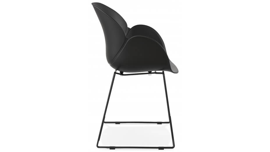 Fauteuil scandinave noir pied métal noir - TULIPO