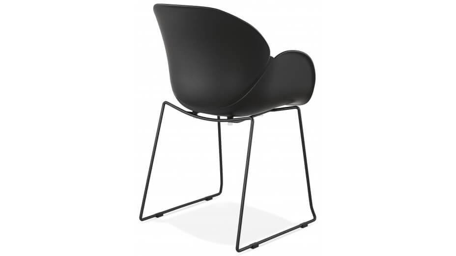 Fauteuil scandinave noir pied métal noir - TULIPO