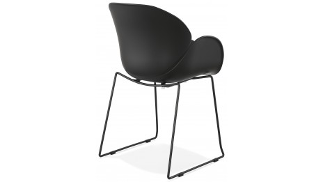 Fauteuil scandinave noir pied métal noir - TULIPO