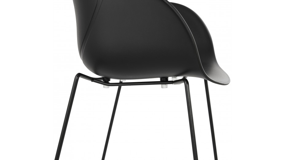 Fauteuil scandinave noir pied métal noir - TULIPO