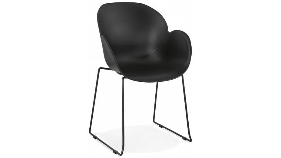 Fauteuil scandinave noir pied métal noir - TULIPO Fauteuil scandinave noir pied métal noir - TULIPO