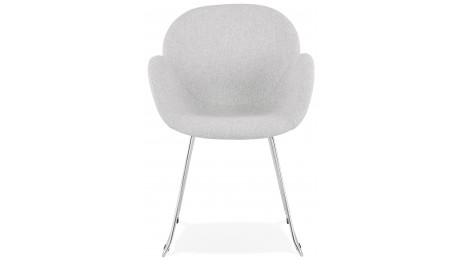 Fauteuil scandinave tissu gris clair pied chromé - TULIPO