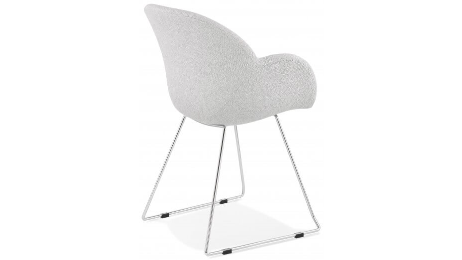 Fauteuil scandinave tissu gris clair pied chromé - TULIPO