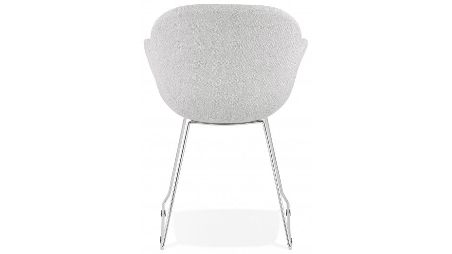 Fauteuil scandinave tissu gris clair pied chromé - TULIPO