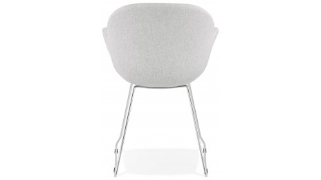 Fauteuil scandinave tissu gris clair pied chromé - TULIPO
