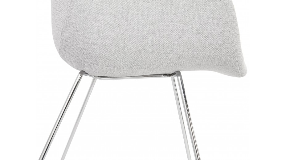 Fauteuil scandinave tissu gris clair pied chromé - TULIPO