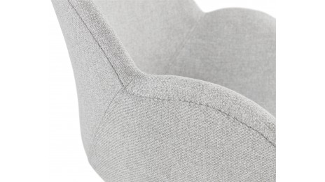 Fauteuil scandinave tissu gris clair pied chromé - TULIPO