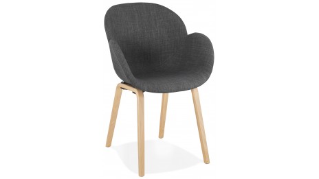 Fauteuil scandinave Tissu gris pied bois - TULIPA
