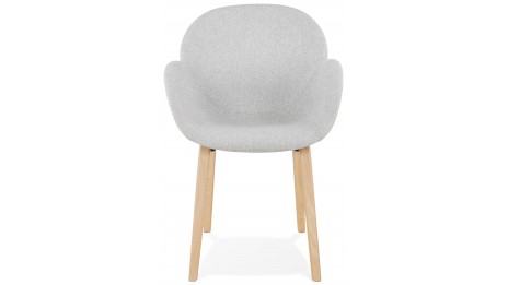 Fauteuil scandinave Tissu gris clair pied bois - TULIPA