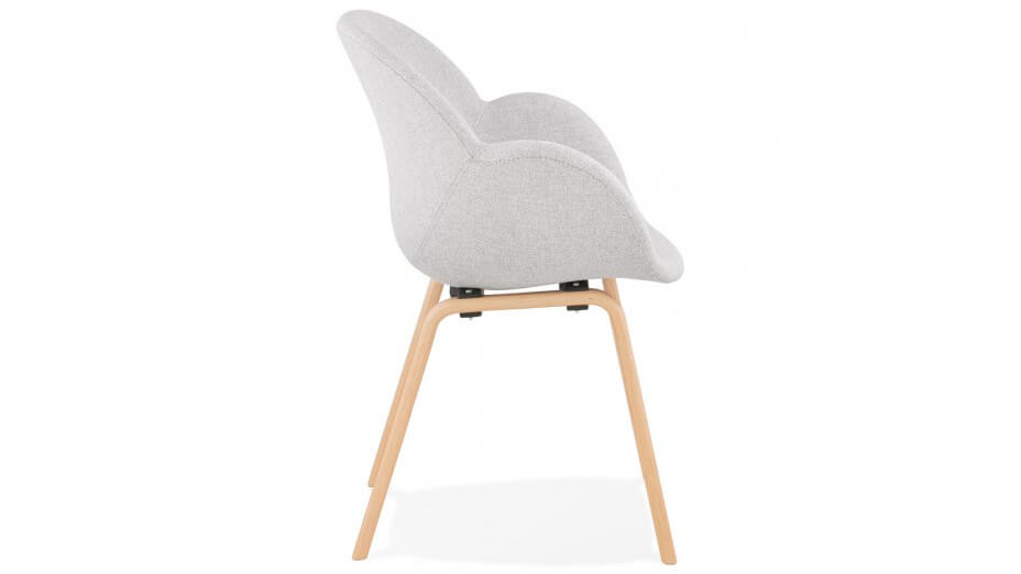 Fauteuil scandinave Tissu gris clair pied bois - TULIPA