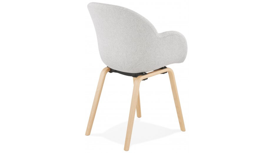 Fauteuil scandinave Tissu gris clair pied bois - TULIPA