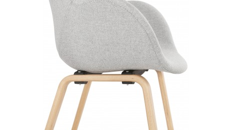Fauteuil scandinave Tissu gris clair pied bois - TULIPA