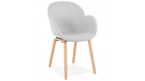 Fauteuil scandinave Tissu gris clair pied bois - TULIPA