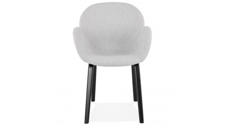 Fauteuil scandinave Tissu gris clair pied noir - TULIPA