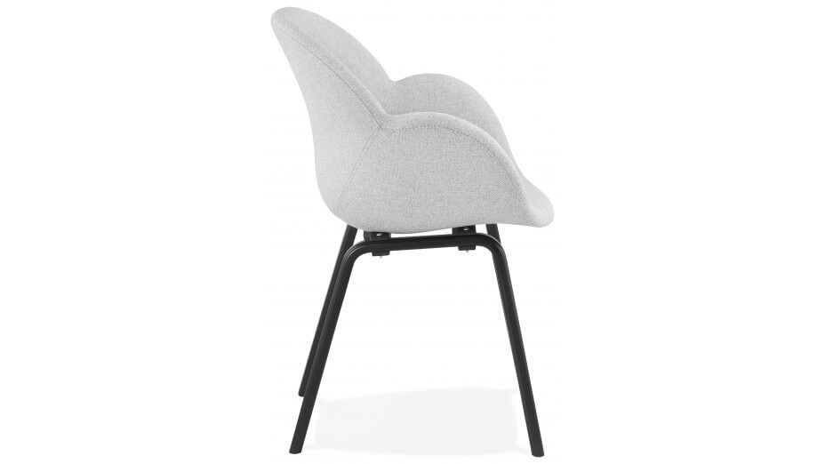 Fauteuil scandinave Tissu gris clair pied noir - TULIPA