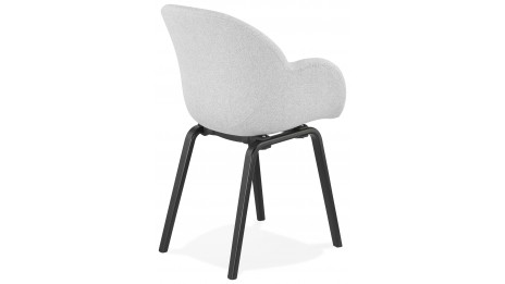 Fauteuil scandinave Tissu gris clair pied noir - TULIPA