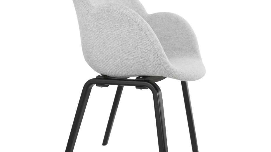 Fauteuil scandinave Tissu gris clair pied noir - TULIPA