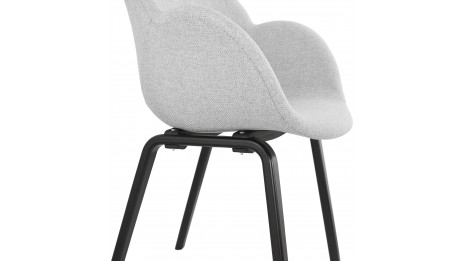 Fauteuil scandinave Tissu gris clair pied noir - TULIPA
