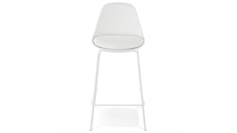 Tabouret de bar Mi-hauteur Blanc pied métal blanc - Nevy