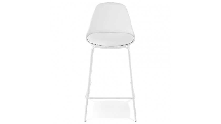 Tabouret de bar Mi-hauteur Blanc pied métal blanc - Nevy Tabouret de bar Mi-hauteur Blanc pied métal blanc - Nevy