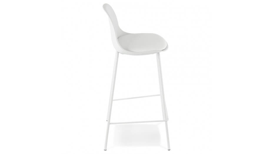 Tabouret de bar Mi-hauteur Blanc pied métal blanc - Nevy