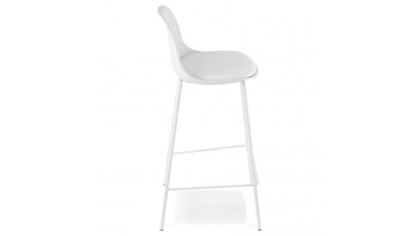 Tabouret de bar Mi-hauteur Blanc pied métal blanc - Nevy