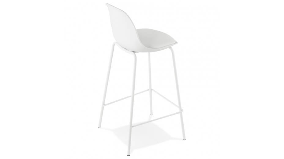 Tabouret de bar Mi-hauteur Blanc pied métal blanc - Nevy