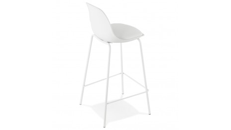 Tabouret de bar Mi-hauteur Blanc pied métal blanc - Nevy