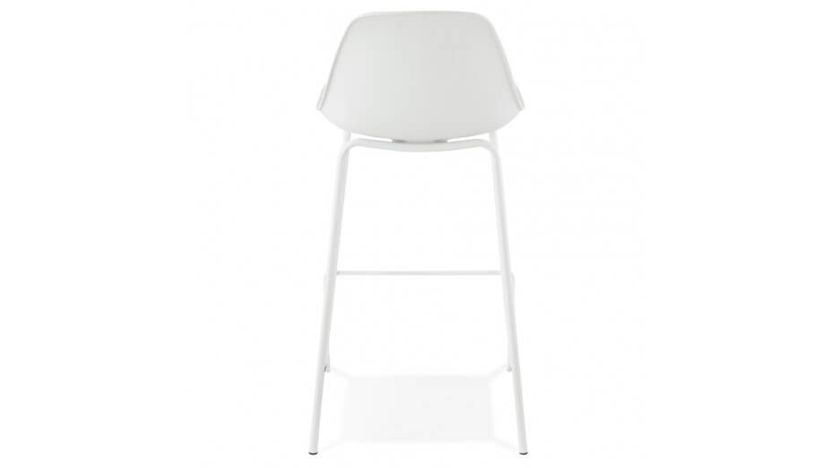 Tabouret de bar Mi-hauteur Blanc pied métal blanc - Nevy