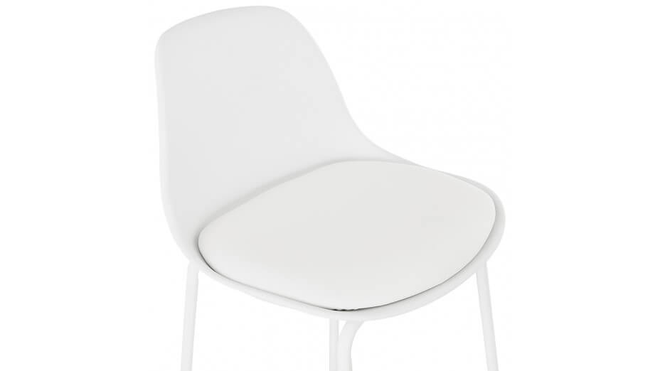 Tabouret de bar Mi-hauteur Blanc pied métal blanc - Nevy