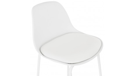 Tabouret de bar Mi-hauteur Blanc pied métal blanc - Nevy