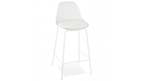 Tabouret de bar Mi-hauteur Blanc pied métal blanc - Nevy